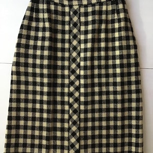 Vintage 1960's Skirt Wool Black off White Plaid nassau Fashion - Etsy