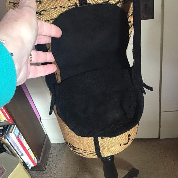 Vintage 1970's Shoulder Bag Black Genuine Suede L… - image 5