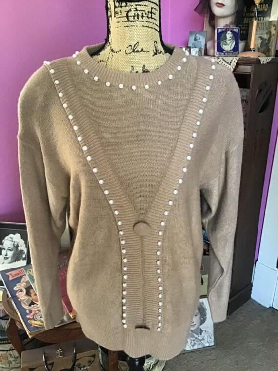 Vintage 1980's 1990's Sweater 100% Acrylic Light … - image 2