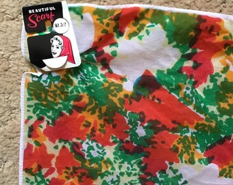 Vintage 1960's 1970's Scarf Head Neck Scarf Deadstock Never Used Retains Original Tag