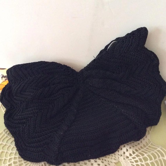 Vintage 1940s Clutch Handbag Homemade Black Gimp … - image 4