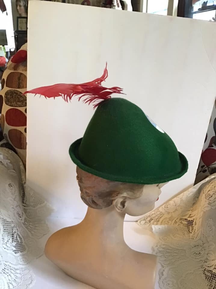 Vintage 1970's 1980's Hat Green Character Costume Hat With