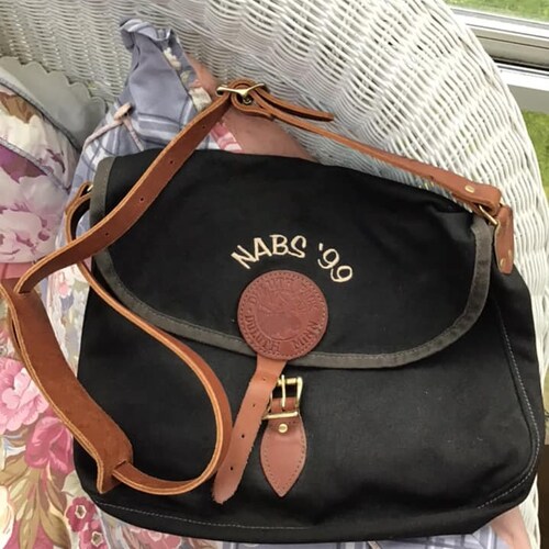 Vintage 1990's Crossbody Bag (Dated shops '99) *Duluth Pack-Duluth Minn.* Black Canvas Brown Genuine Leather