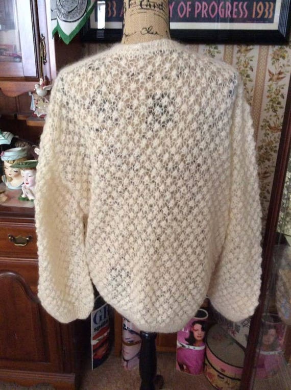 Vintage 1950s 1960s Sweater Off White Appears Han… - image 4