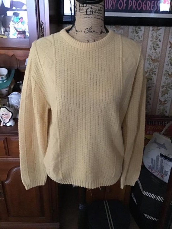 Vintage 1960 s 1970 s Sweater Men s Pullover Golden Yellow Color