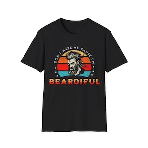 Camiseta Beardiful Vintage con estampado de barba / Rayas retro, perfil de calavera