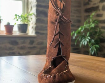 Handmade Men’s Suede Moccasin Boots – Suede Leather Upper & Crepe Sole