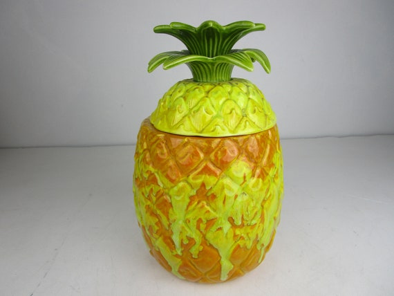 Vintage 70s Pineapple Cookie Jar Etsy