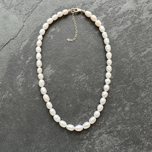 Genuine Pearl Necklace, Freshwater Pearl Necklace, Freshwater Pearl Beads Necklace, Baroque White Pearl Necklace, Handmade Beaded Necklace