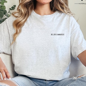 Embroidered Custom Roman Numerals Shirt, Anniversary Date Shirt, Roman Numeral Anniversary Date Gifts, Custom Initials Shirt