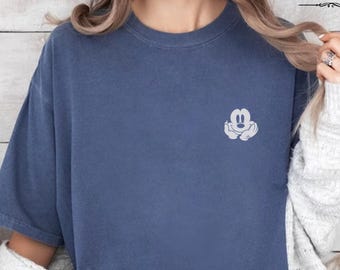 Embroidered Mickey Mouse Smiley Face Shirt, Disney Mickey T-Shirt, Retro Mickey Shirt, Disney Trip Shirt,  Mickey Shirt