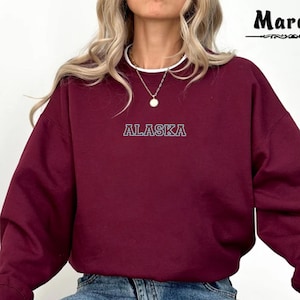 Embroidered Alaska Sweatshirt, Alaska Sweatshirt, Vintage Alaska Sweatshirt, Alaska Vacation Sweatshirt, Alaska State Sweatshirt