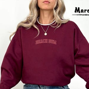 Embroidered Beach Bum Sweatshirt, Trendy Beach Sweatshirt for Women, Summer Vacation Sweatshirt, Summer Beach Sweatshirt
