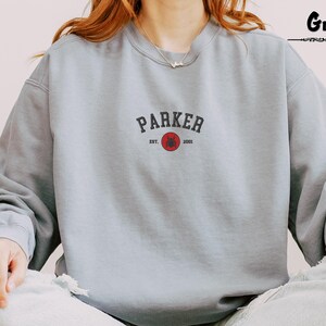 Embroidered Parker Established 2001 Sweatshirt, Classic Peter Parker Est. 2001 Sweatshirt, Spiderman Fan Sweatshirt, Parker Sweatshirt