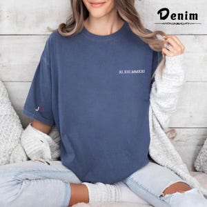 Embroidered Custom Roman Numerals Shirt, Anniversary Date Shirt, Roman Numeral Anniversary Date Gifts, Custom Initials Shirt