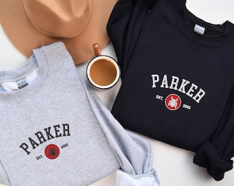 Embroidered Parker Established 2001 Sweatshirt, Classic Peter Parker Est. 2001 Sweatshirt, Spiderman Fan Sweatshirt, Parker Sweatshirt