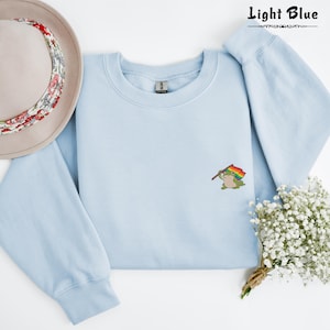 Embroidered ALLY Frog Sweatshirt, LGBTQ Sweatshirt, Pride Sweatshirt, Gay Sweatshirt, Pride Flag Sweatshirt, Human Rights Sweatshirt
