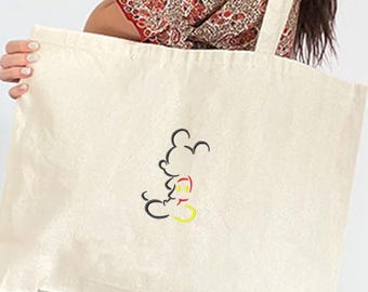 Embroidered Mickey Mouse Lines Tote Bag, Disney Mickey Bag, Mickey Outline Design Bag, Cute Mickey Mouse Bag, Family Vacation Bag