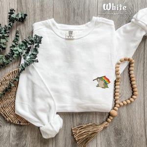 Embroidered ALLY Frog Sweatshirt, LGBTQ Sweatshirt, Pride Sweatshirt, Gay Sweatshirt, Pride Flag Sweatshirt, Human Rights Sweatshirt