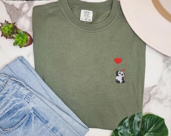 Embroidered Panda Shirt, Panda Lover T-shirt, Love Panda Shirt, Panda Shirt, Cute Panda Gift Shirt  , Funny Animal Shirt, Panda Tee