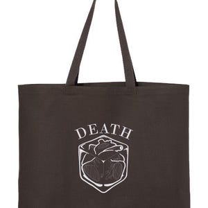 Embroidered Death Heart Canvas Tote Bag, Gothic Heart Tote Bag, Dark Heart Art Bag, Death Symbol Tote Bag, Gothic Aesthetic Shopper Bag