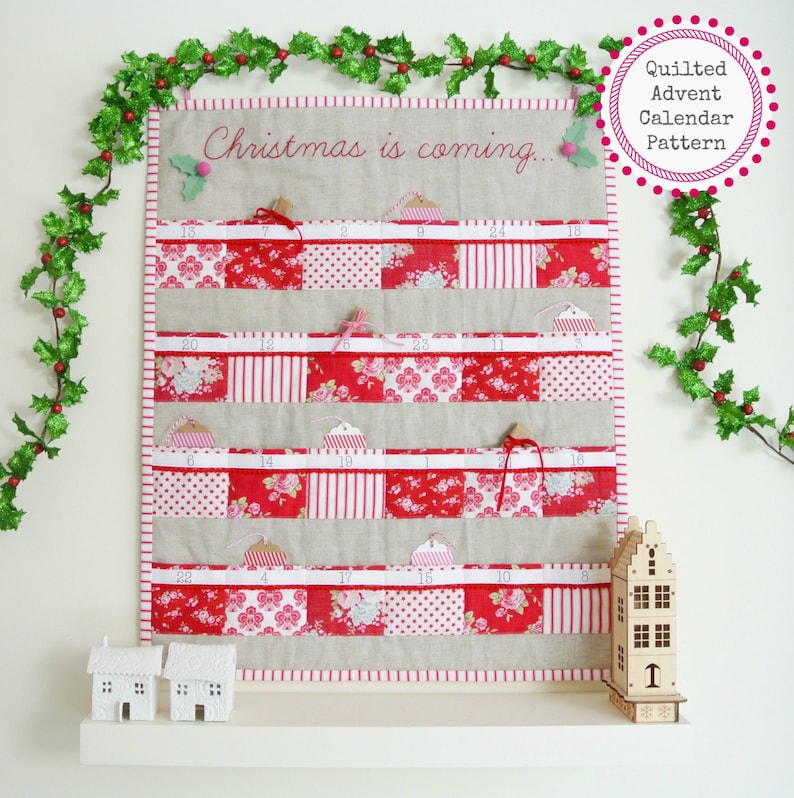 Pattern Quilted Advent Calendar With 24 Pockets PDF Pattern Etsy UK