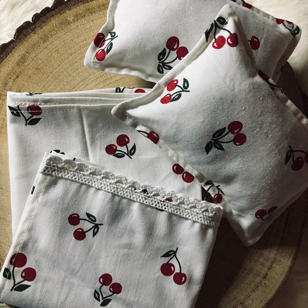 Doll bed linens, blythe doll bed linens and cushions