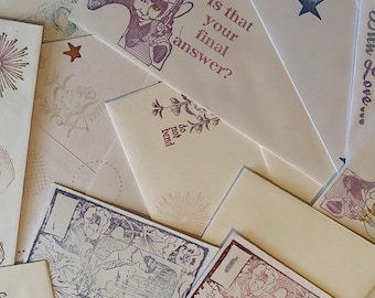 Decorative envelopes for pen pal, snail mail, junk journal, scrapbooking • rubber stamp art