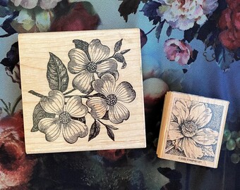 Flower rubber stamps • pen pal, snail mail, junk journal, scrapbooking, floral art stamp
