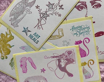 MISPRINTS AND SECONDS • art sticker sheets for snail mail, junk journal, scrapbooking, pen pals
