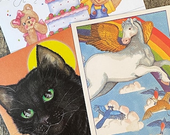 Kitschy vintage greeting cards (unused) for snail mail, pen pal, junk journal, scrapbooking