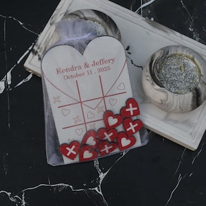 Spel huwelijksbedankjes | Unieke trouwbedankjes | Gepersonaliseerde tafelspellen | Bruiloft aandenken cadeau | Bruiloftideeën | Tic Tac Toe Game |
