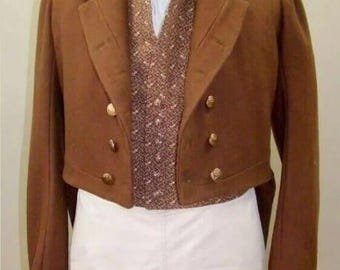 Men's British 1810-1830 Regency Gold Button Brown Wool Military Coat By Nooria Industry