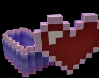 3D Pixel Heart Storage Box – Retro Gamer Gift | Geeky Keepsake Container | Pixel Art
