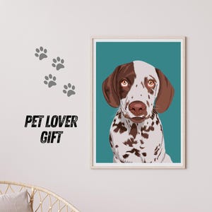 Ilustración personalizada de perro o gato, retrato de mascota estilo caricatura, pintura digital personalizada de perro o gato, regalo para amantes de las mascotas, decoración de pared, regalo para papá
