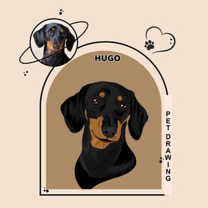pet portrait custom, Digital pet illustration from photo, personalized digital pet portrait, pet owner portrait, pet lover gift, digital art