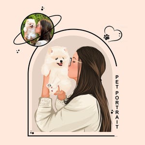 Pet Lover Gift, Custom Hand Drawn Dog or Cat Portrait, Cute Cartoon Style from Photo,  Personalized Wall Decor, Pet Loss Gift, Pet Memorial