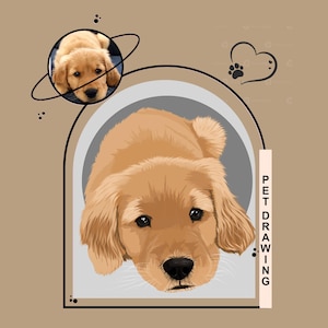 Personalized Digital Pet Portraits, Custom Pet drawing from photo, digital print from pet photo, gift for pet birthday, pet owner portraits