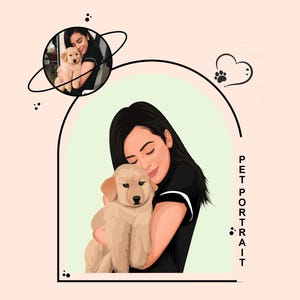 pet owner portrait custom, personalized gift for pet owner, dog lover gift, custom gift from dog photo, pet drawing, cartoon pet portrait