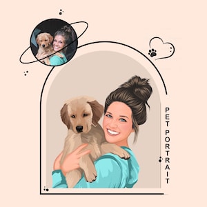 Custom Pet Portrait, pet painting from photo, pet owner gift, gift for pet owner, pet lover gift, pet loss, pet memorial gift, cartoon dog