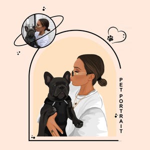 Custom gift for pet owner, pet portrait from photo, dog owner gift, pet and pet owner, custom pet wall decor, custom gift for fathers day