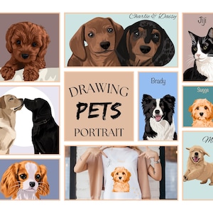 Pet Portrait, Personalized Home Decor, Dog Art Digital Print, Dog Portrait, Pet Memorial, Custom Gifts For Pets, Pet Painting, Gift For Her