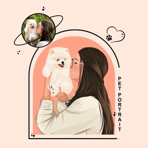 Custom Pet Portrait, Personalized Cartoon Style Drawing from Photo, Dog Cat Gift for Birthday or Memorial, Custom Dog Portrait, Hand Drawn