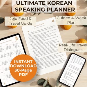 Planificador de práctica de coreano hablado, Diálogos de viaje a Jeju (Cuaderno de trabajo digital)