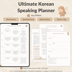 Jeju Korean Speaking Planner | Language Learning PDF | Daily Speaking Practice for Beginners & Intermediate