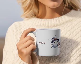 Taza de cerámica con fantasma de Halloween: taza de café espeluznante, decoración otoñal