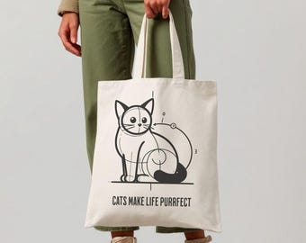 Cat Tote Bag: Cotton Canvas Shopping Bag - Purrfect Gift