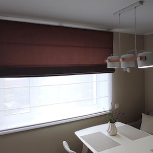 Double layered Velvet Roman blinds, translucent tulle Roman shades, linen Roman blinds, Roman shades DUO