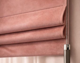 Blue Velvet Fabric Roman Shades, velvet roman blinds, bedroom Roman shades, window shades