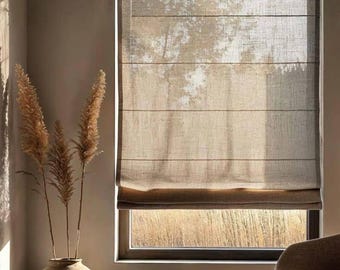Linen Roman Shade, Sheer Roman Blind, Custom Made to Measure Window Treatment